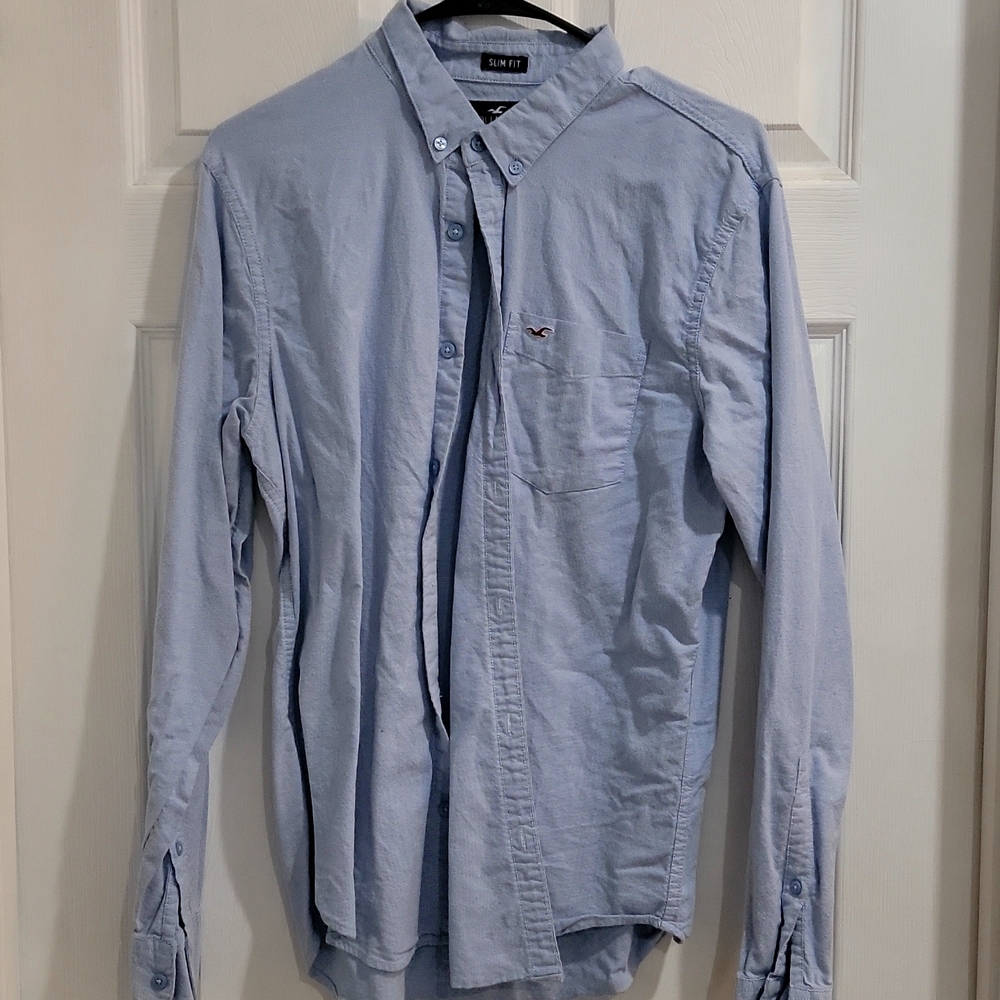 Hollister Epic Flex Stretch Slim Fit Button Down Blue